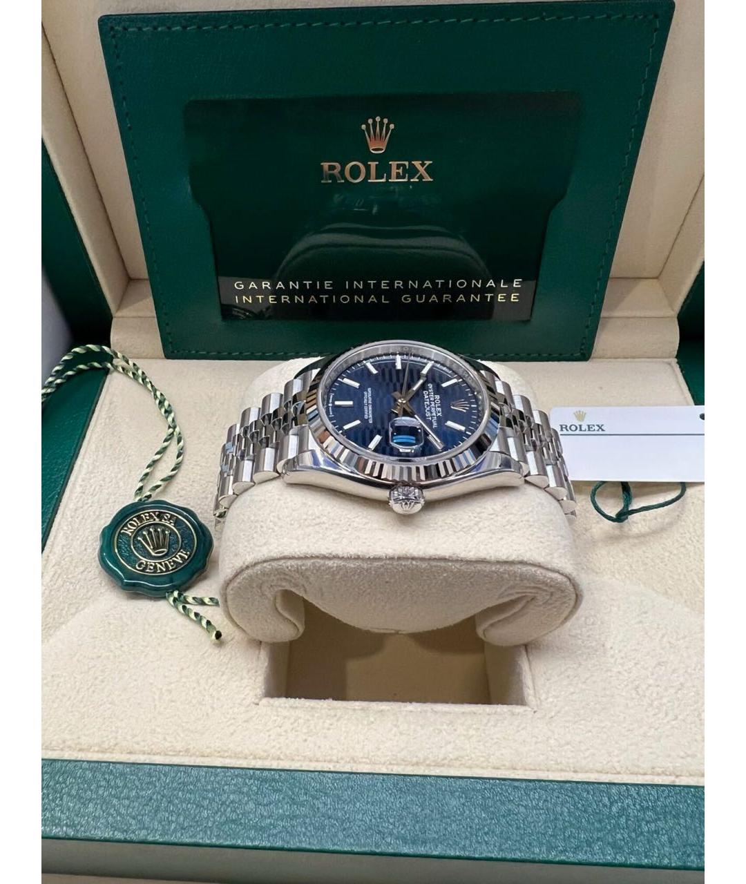 ROLEX Темно-синие часы из белого золота, фото 3