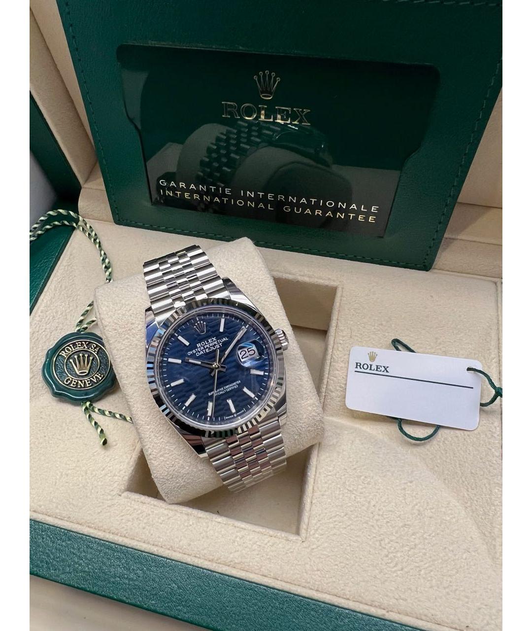 ROLEX Темно-синие часы из белого золота, фото 4