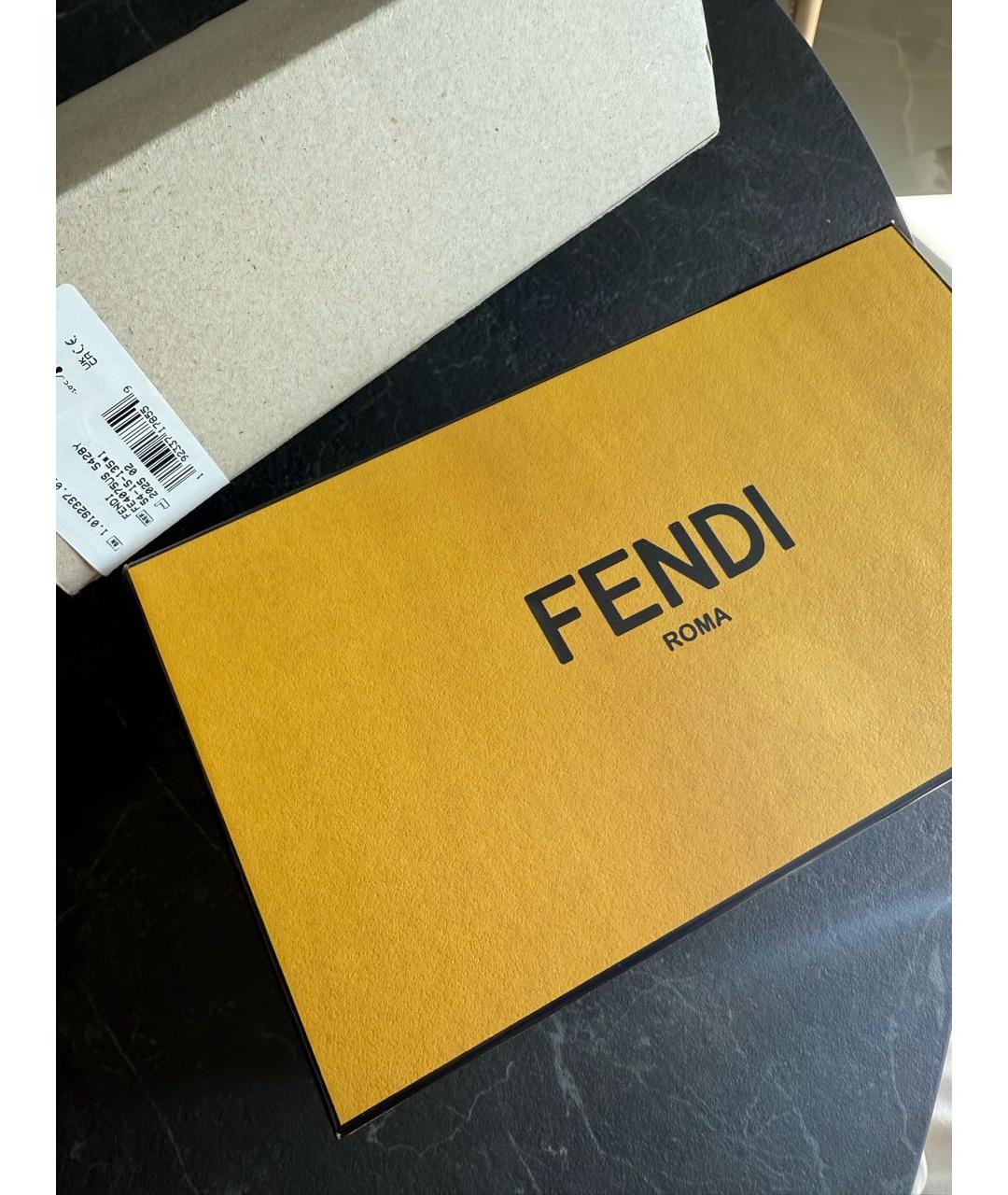 FENDI Бежевые металлические солнцезащитные очки, фото 4