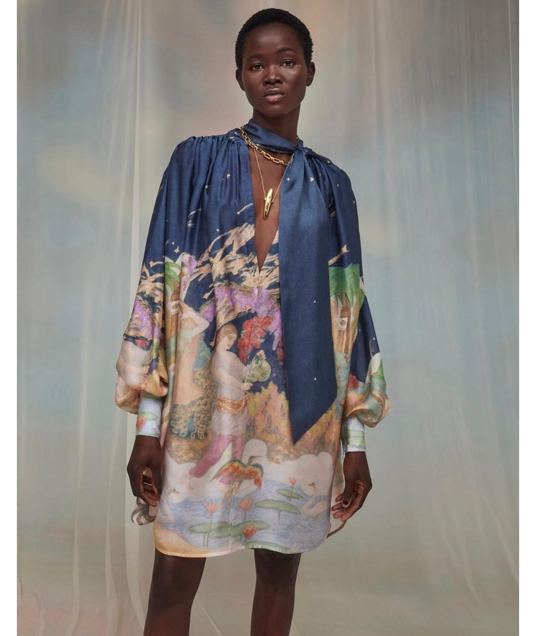 ZIMMERMANN Темно-синее шелковое коктейльное платье, фото 5