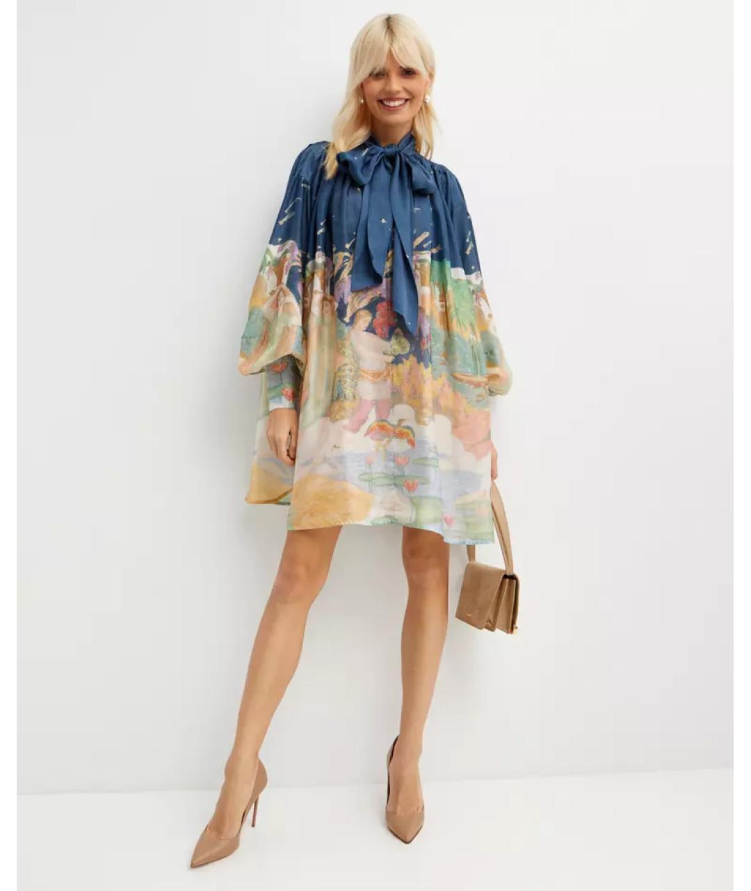 ZIMMERMANN Темно-синее шелковое коктейльное платье, фото 6