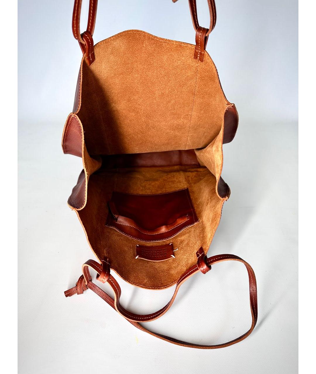 MAISON MARGIELA Коричневая кожаная сумка тоут, фото 2