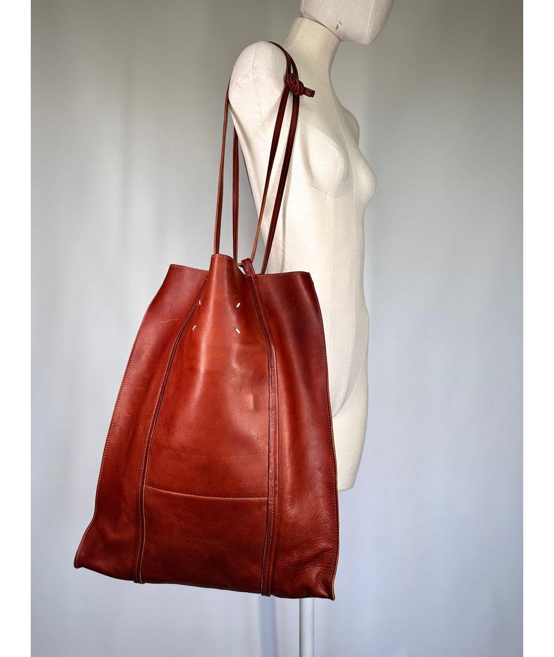 MAISON MARGIELA Коричневая кожаная сумка тоут, фото 7