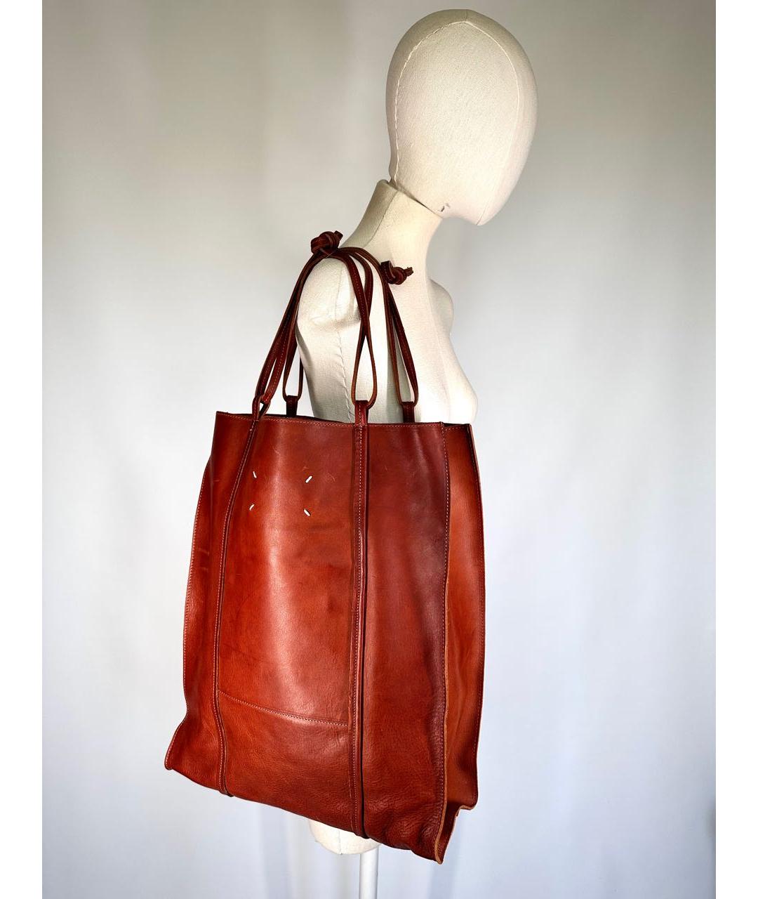 MAISON MARGIELA Коричневая кожаная сумка тоут, фото 6