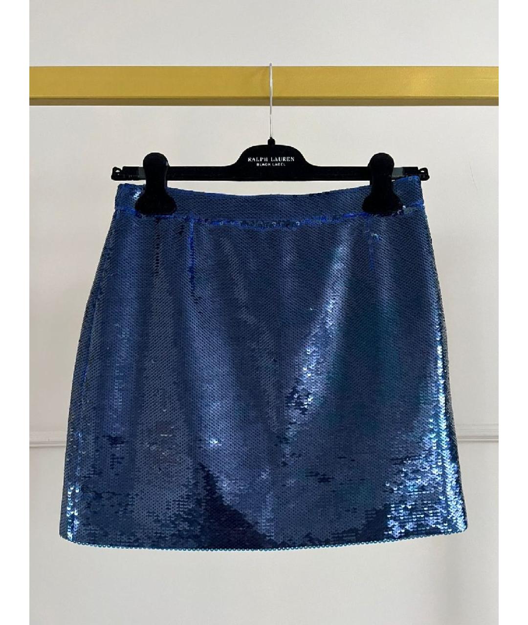 SAINT LAURENT Темно-синяя шелковая юбка мини, фото 10