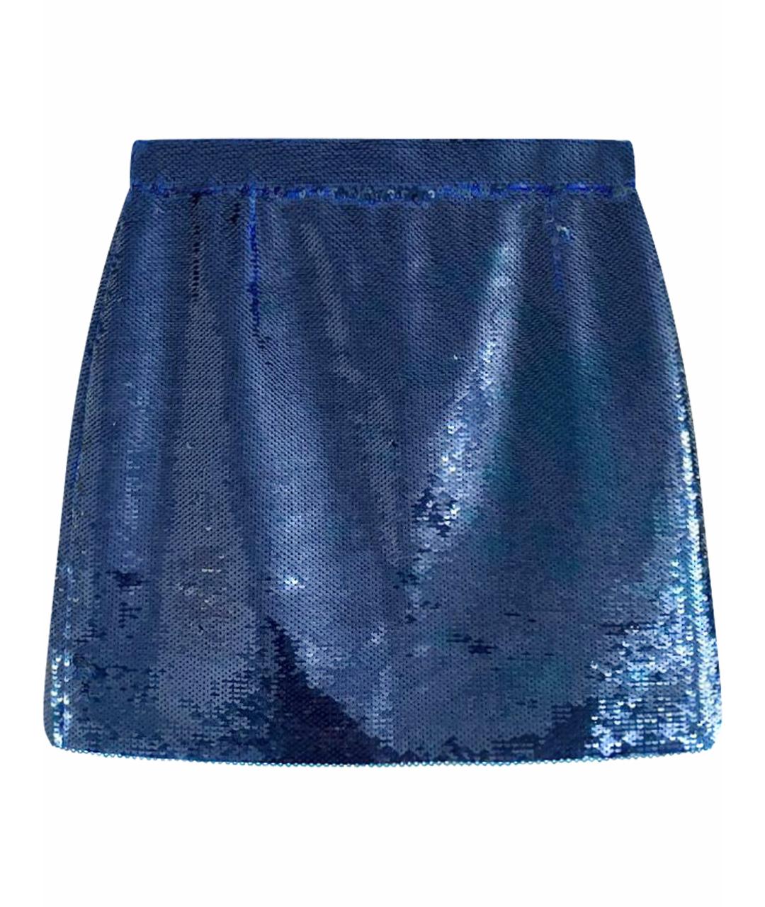 SAINT LAURENT Темно-синяя шелковая юбка мини, фото 1