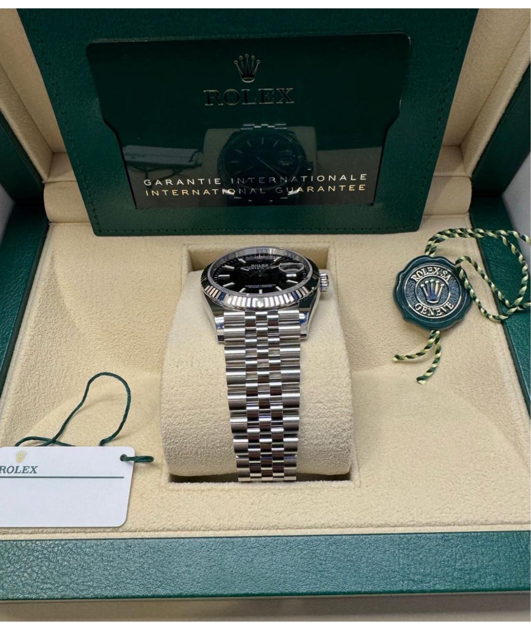 ROLEX Черные часы из белого золота, фото 8