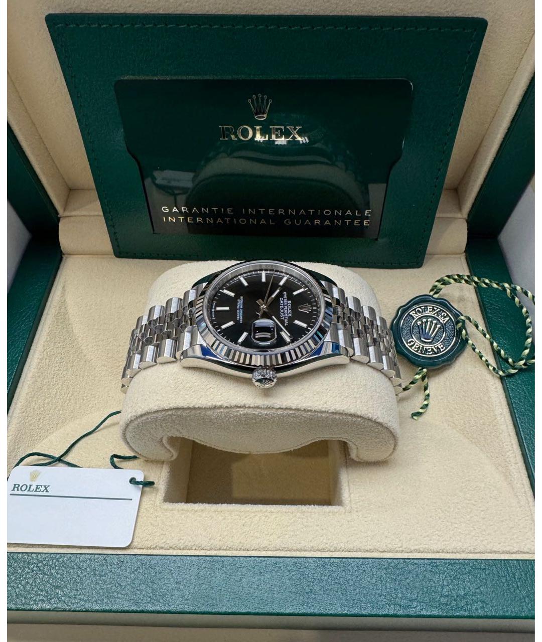 ROLEX Черные часы из белого золота, фото 3