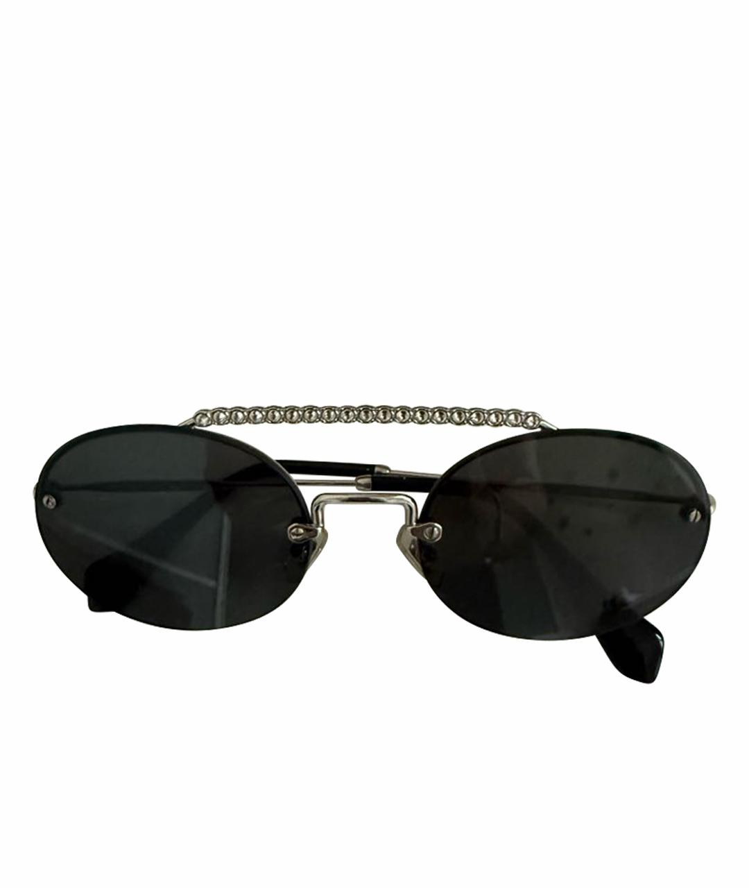 MIU MIU Антрацитовые металлические солнцезащитные очки, фото 1