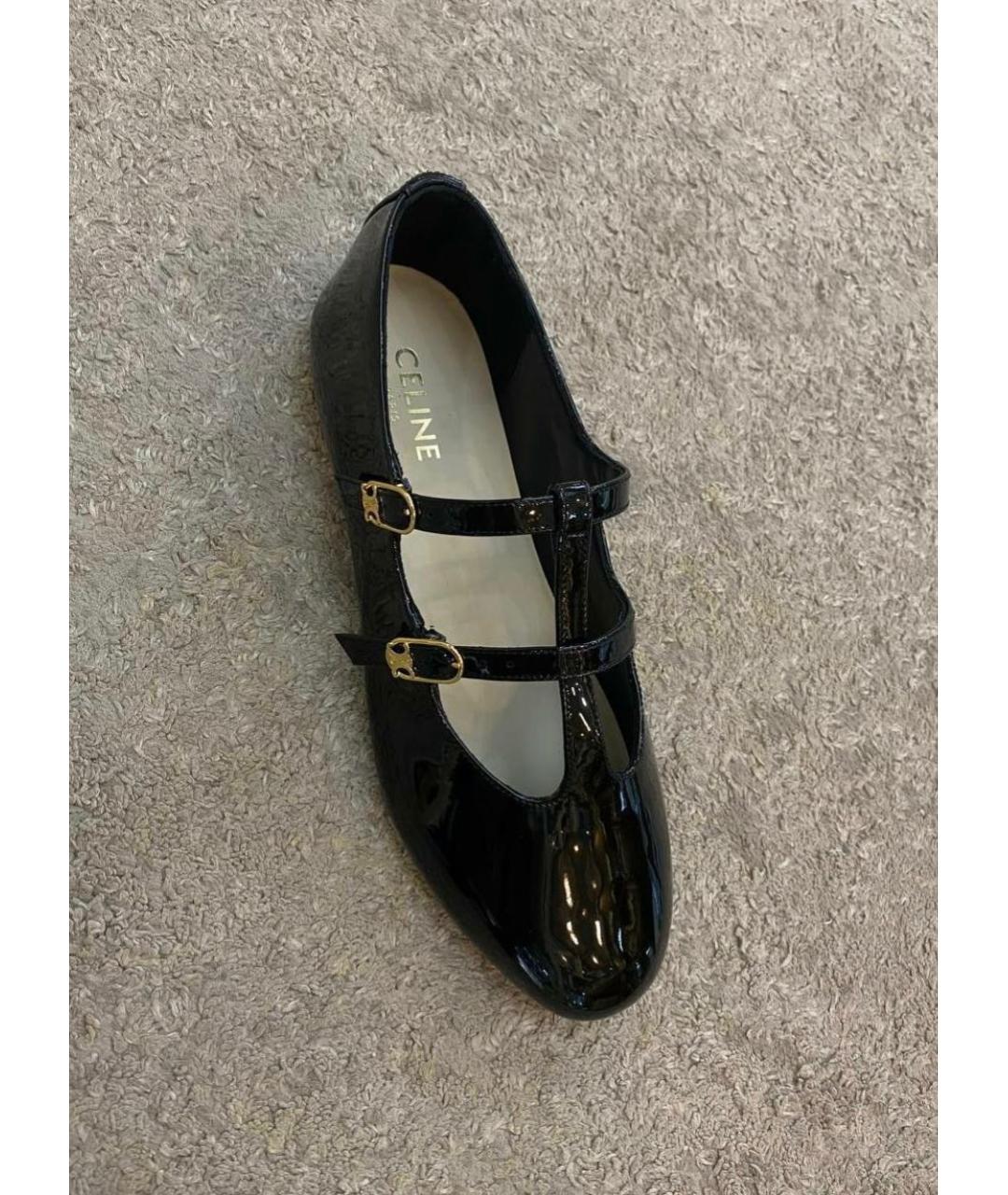 CELINE Черные балетки из лакированной кожи, фото 5
