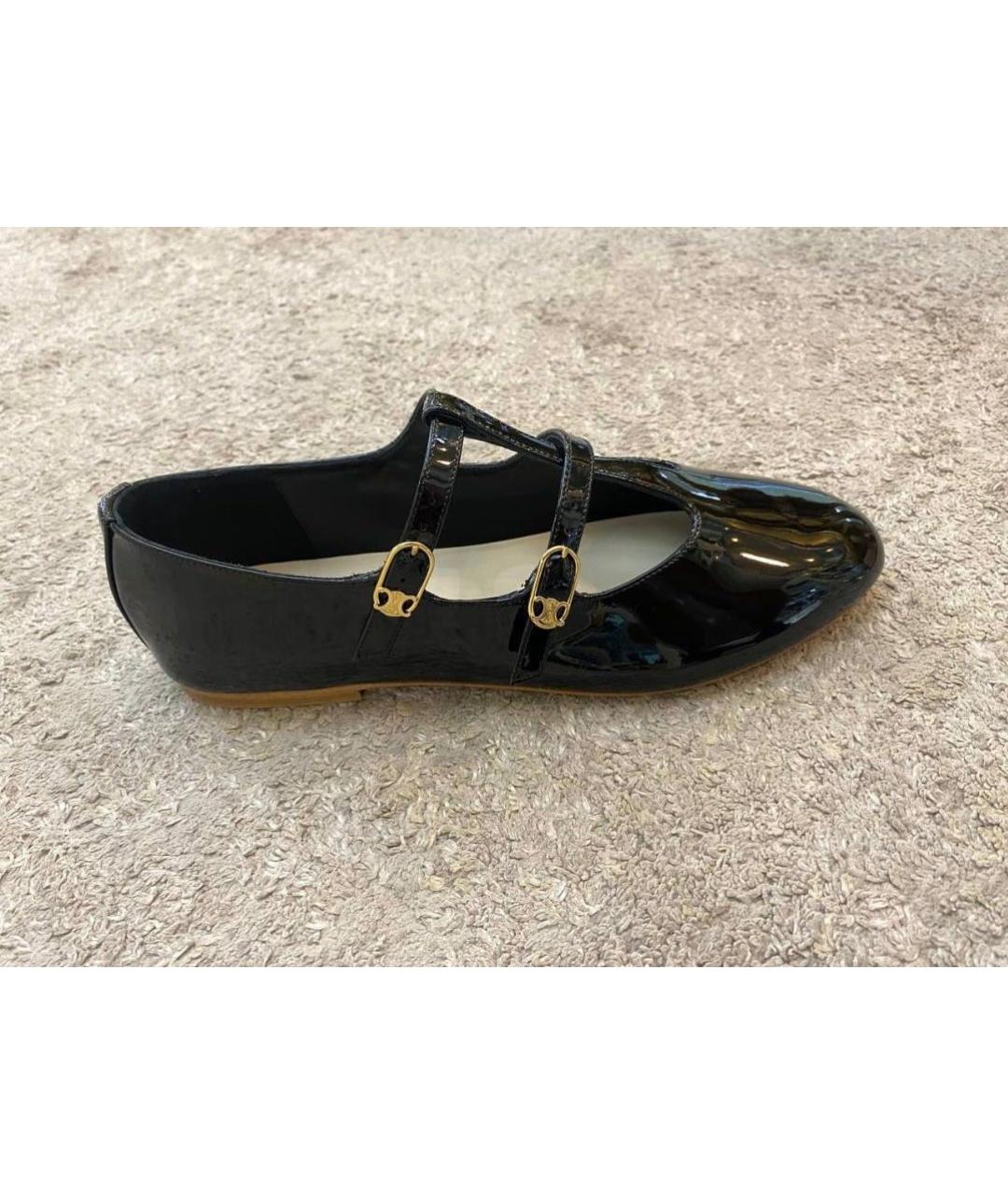 CELINE Черные балетки из лакированной кожи, фото 6