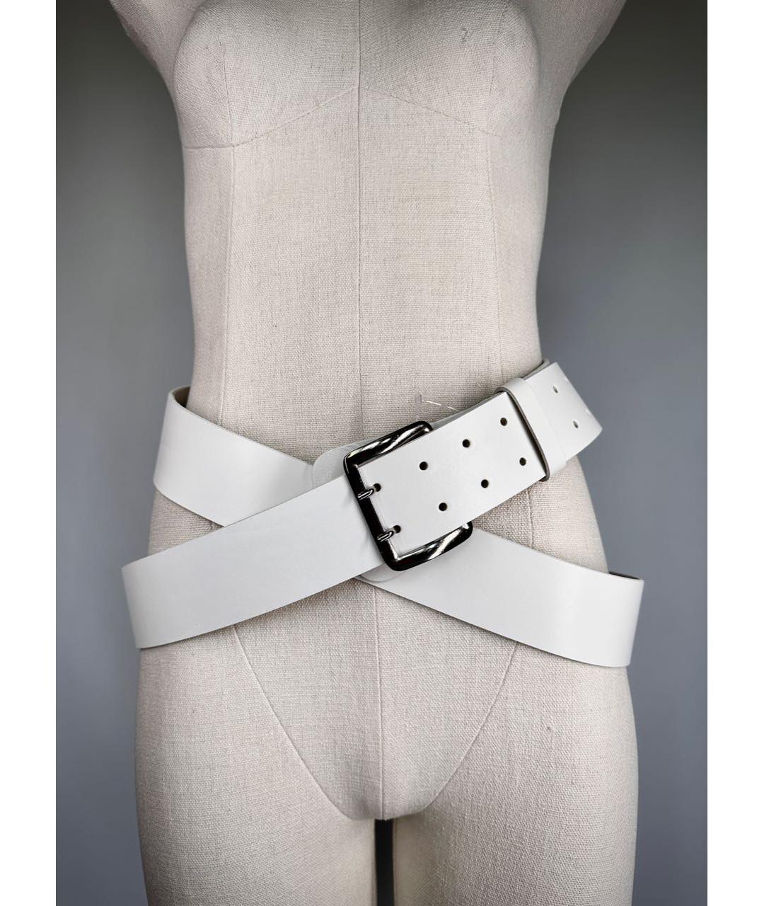 ANN DEMEULEMEESTER Белый кожаный ремень, фото 8