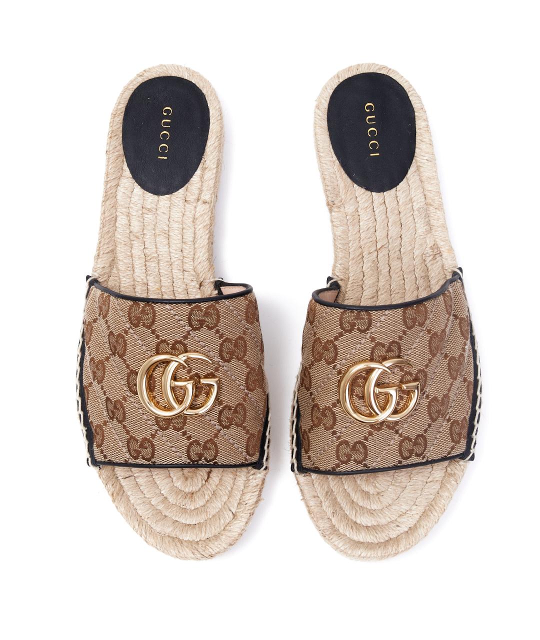 GUCCI Бежевые текстильные сандалии, фото 7