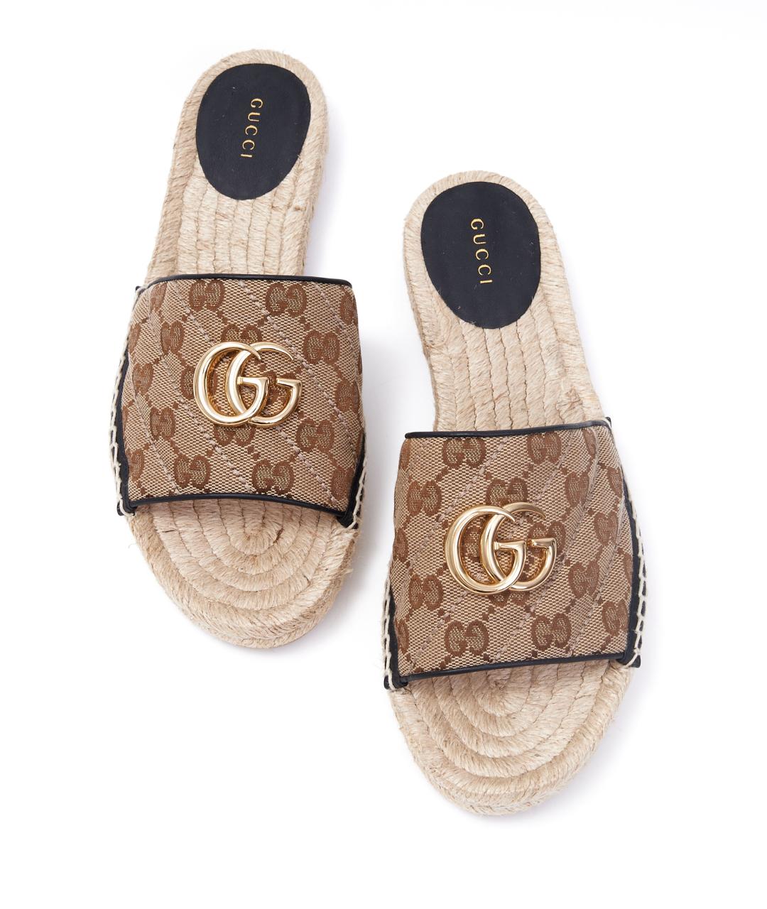 GUCCI Бежевые текстильные сандалии, фото 5