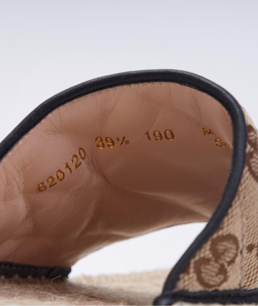 GUCCI Бежевые текстильные сандалии, фото 4