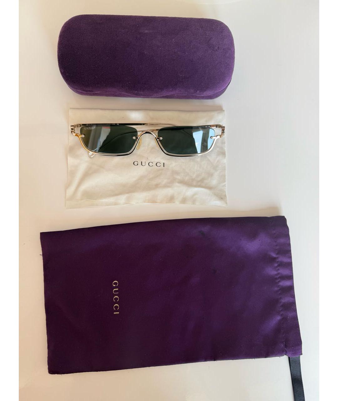 GUCCI Золотые металлические солнцезащитные очки, фото 4