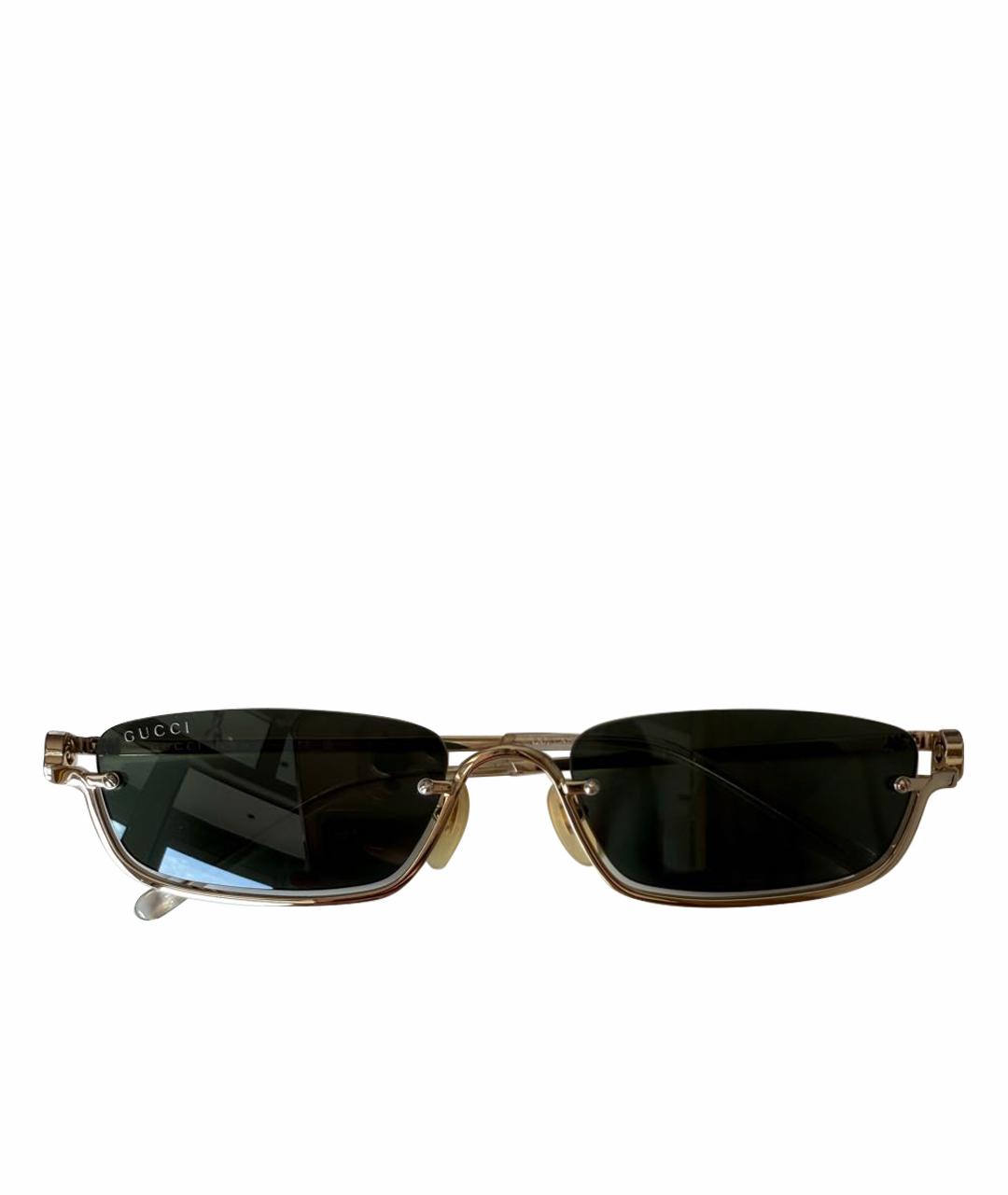 GUCCI Золотые металлические солнцезащитные очки, фото 1