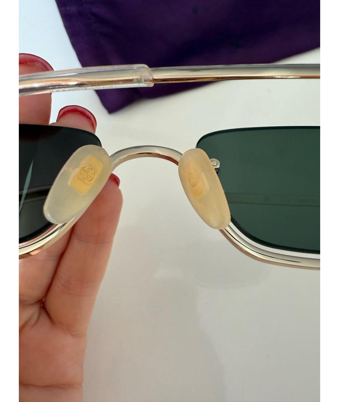 GUCCI Золотые металлические солнцезащитные очки, фото 5