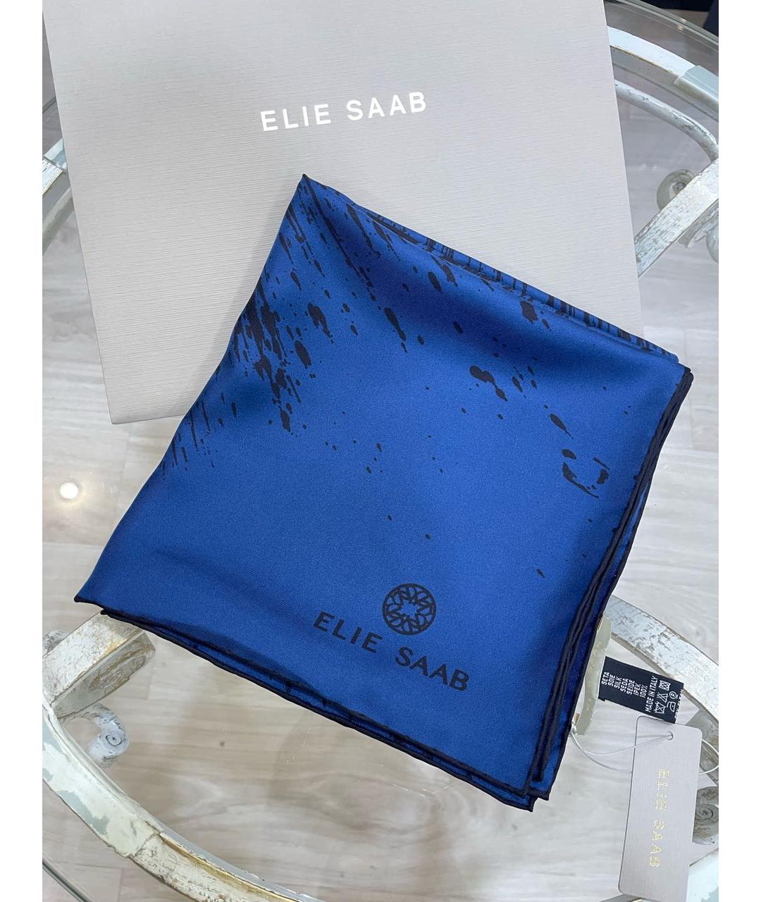 ELIE SAAB Синий шелковый платок, фото 5