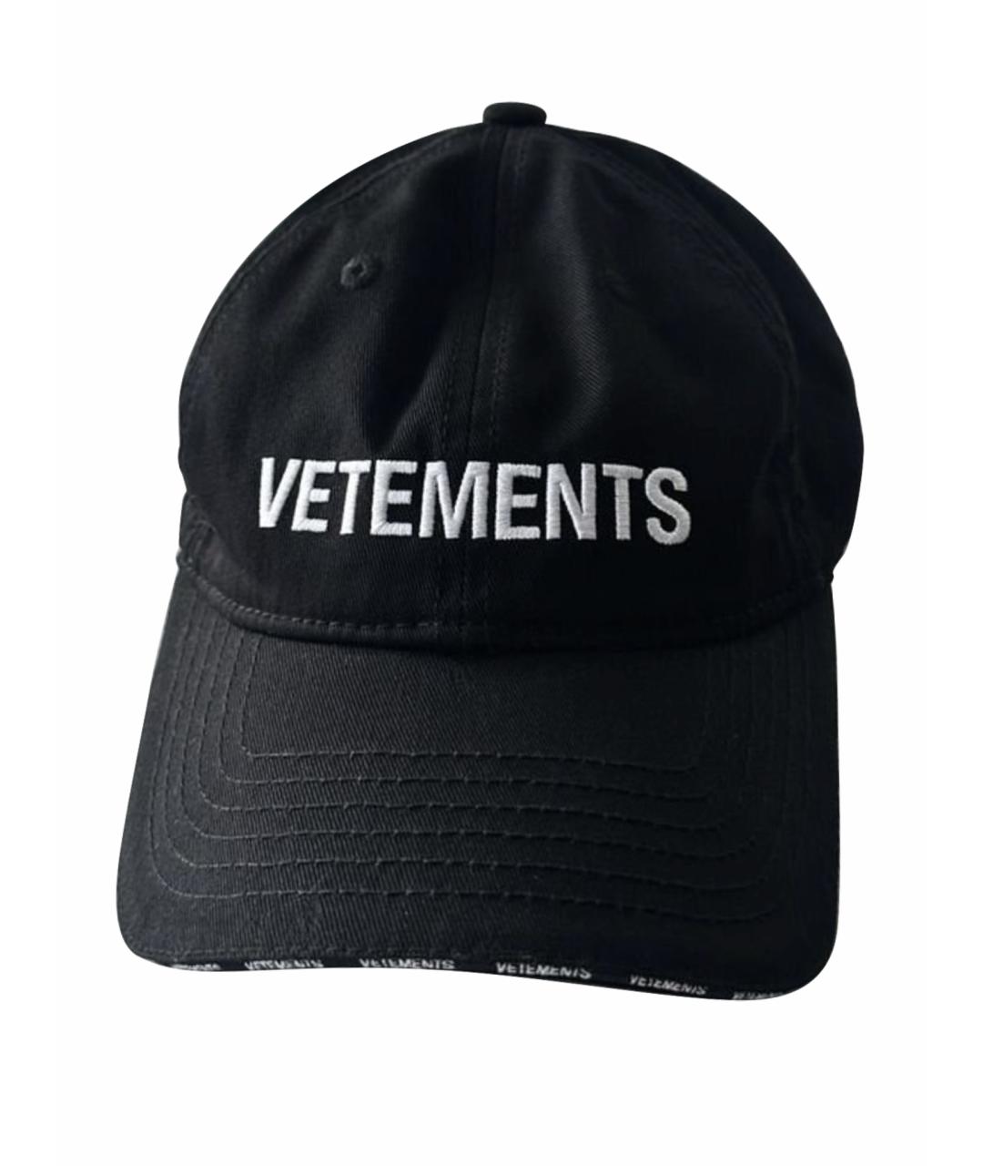 VETEMENTS Черная хлопковая кепка, фото 1