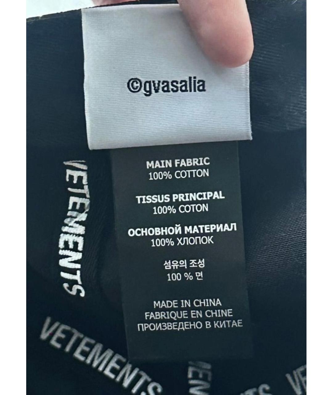 VETEMENTS Черная хлопковая кепка, фото 4