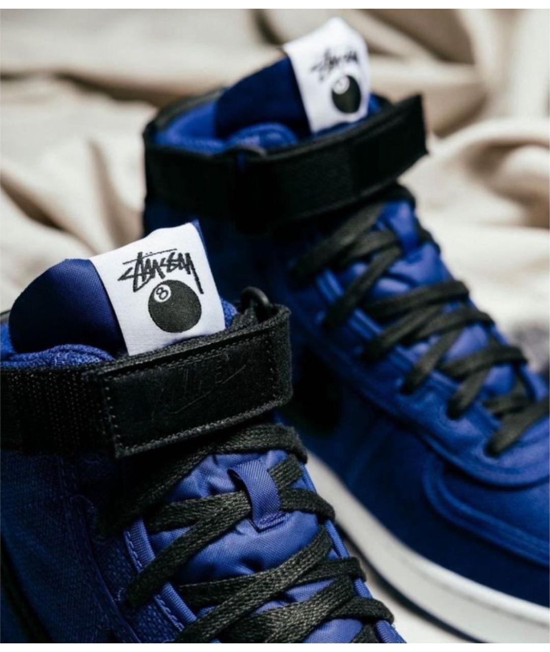 STUSSY Темно-синие текстильные высокие кроссовки / кеды, фото 5