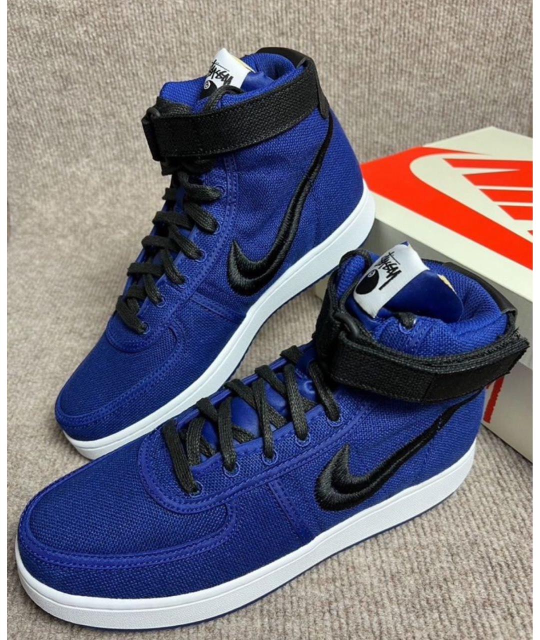 NIKE Темно-синие текстильные высокие кроссовки / кеды, фото 8