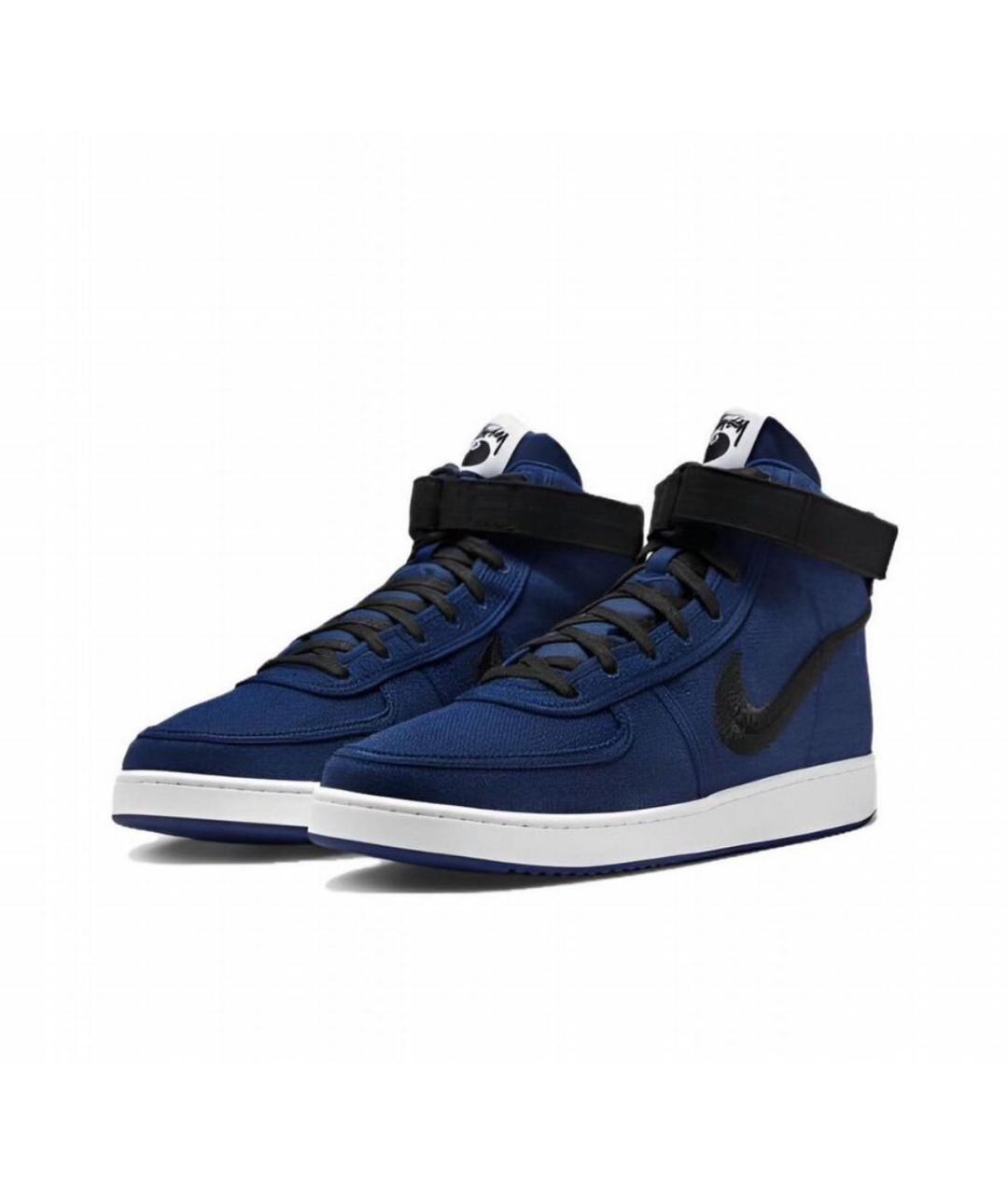 NIKE Темно-синие текстильные высокие кроссовки / кеды, фото 2