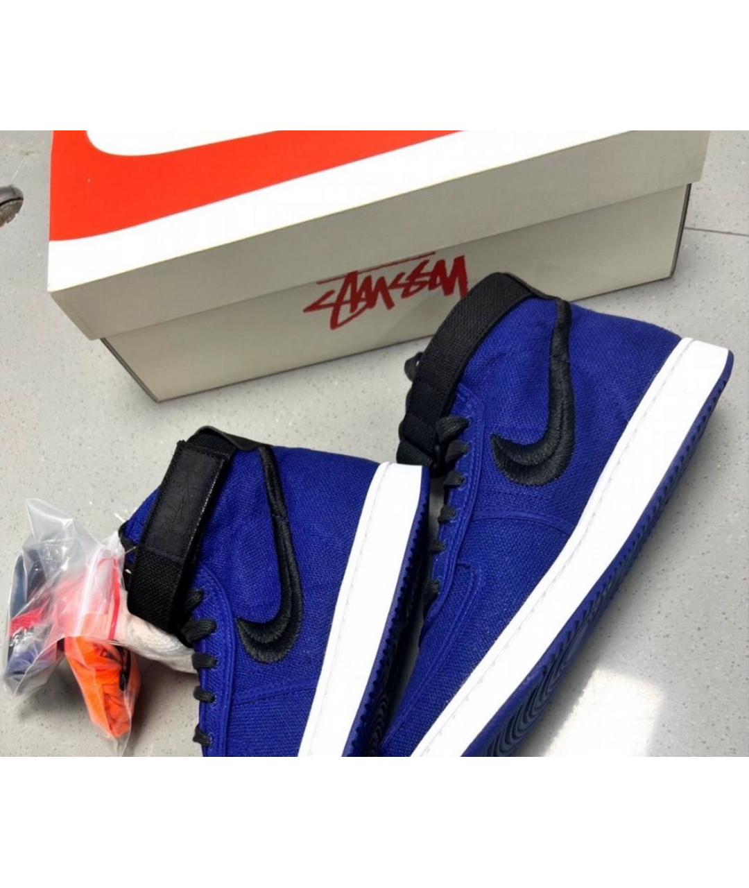 NIKE Темно-синие текстильные высокие кроссовки / кеды, фото 6