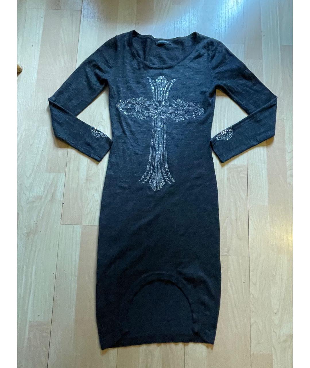 CHROME HEARTS Антрацитовое шерстяное повседневное платье, фото 4