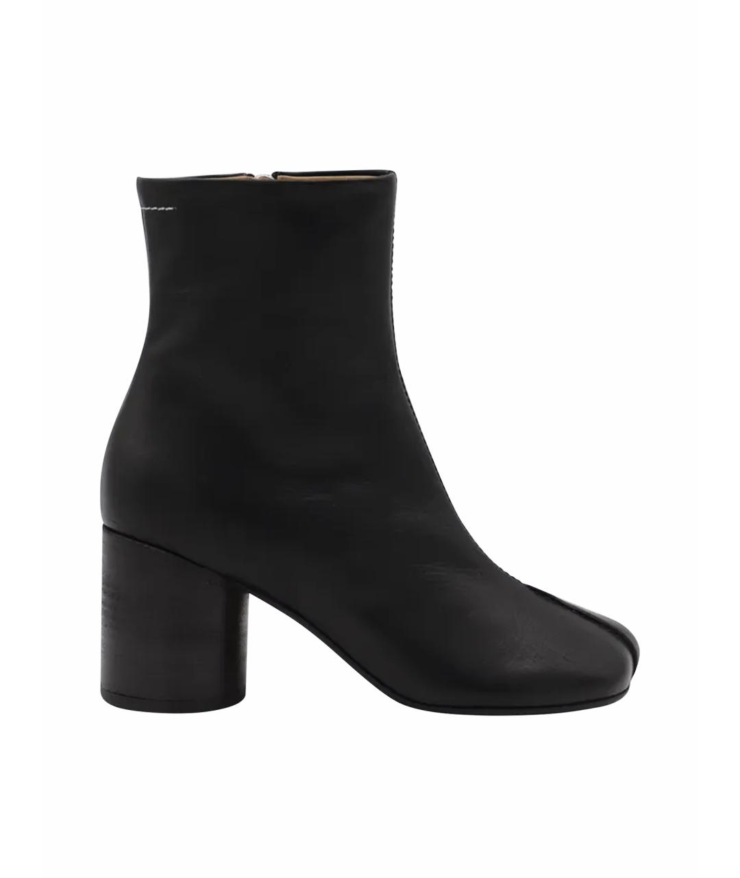 MM6 MAISON MARGIELA Черные кожаные ботильоны, фото 1