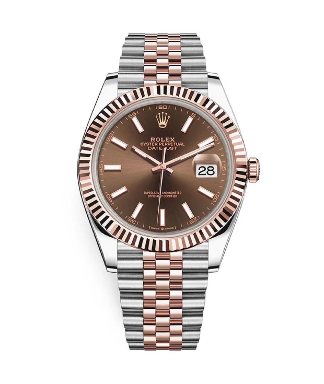 ROLEX Коричневые часы из розового золота, фото 1