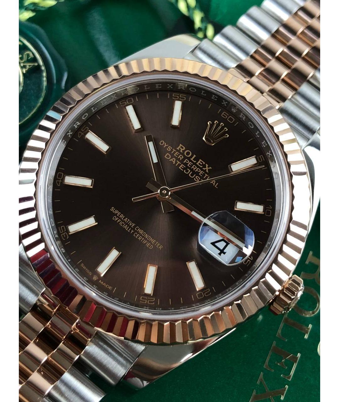 ROLEX Коричневые часы из розового золота, фото 6