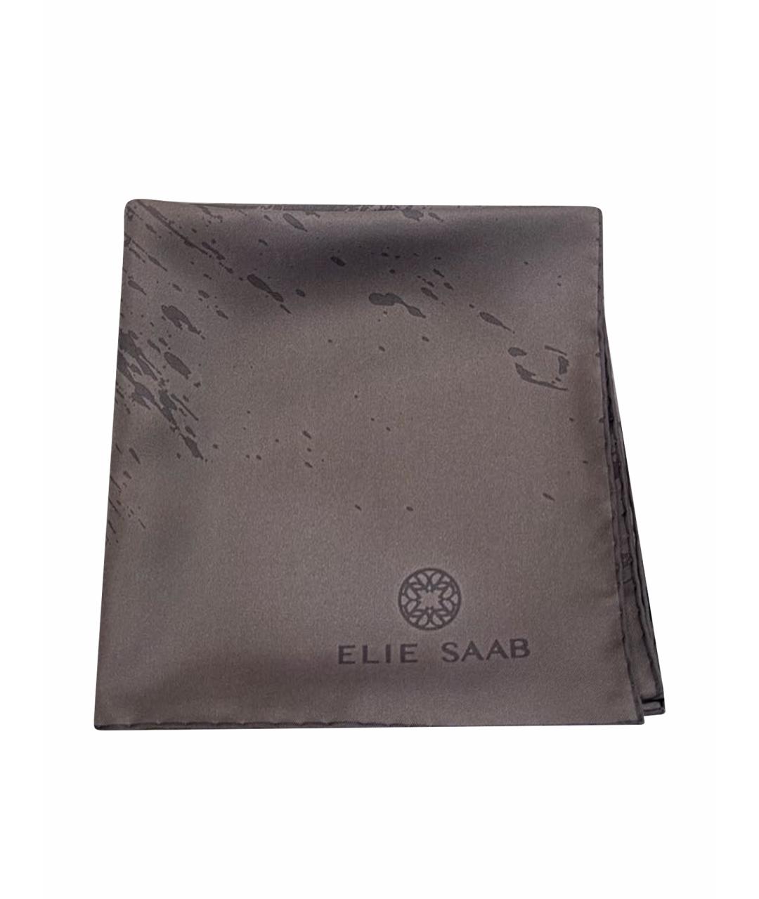 ELIE SAAB Коричневый шелковый платок, фото 1