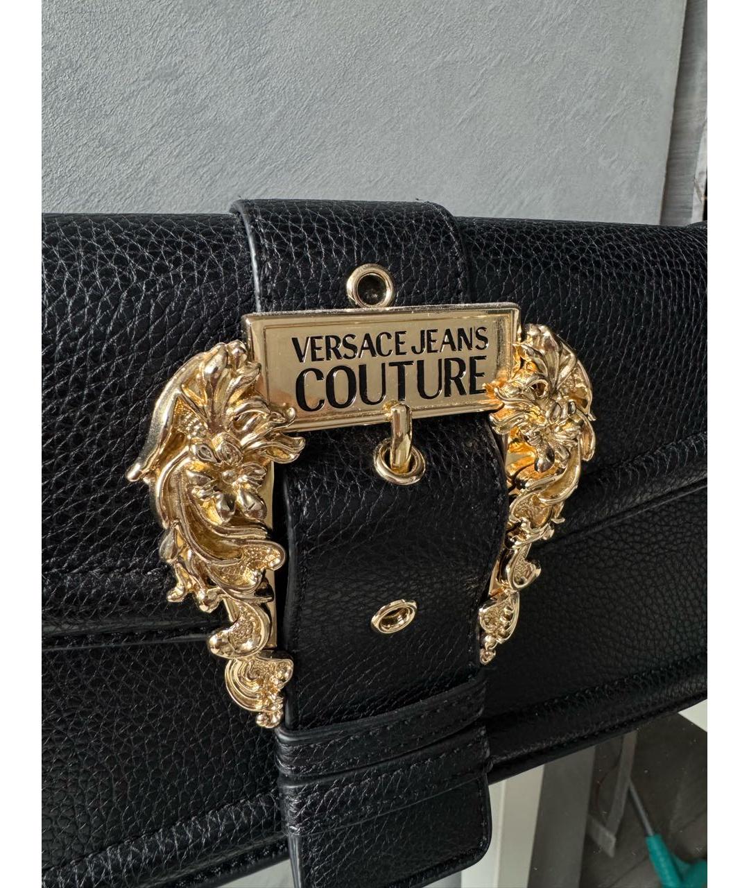 VERSACE JEANS COUTURE Черная кожаная сумка с короткими ручками, фото 5
