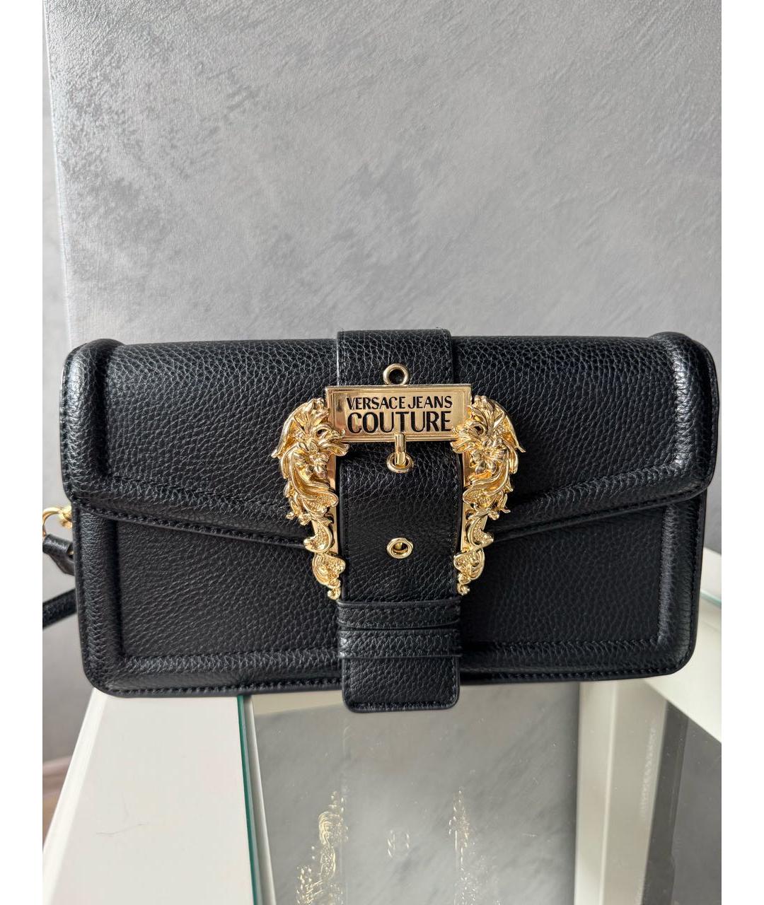 VERSACE JEANS COUTURE Черная кожаная сумка с короткими ручками, фото 8