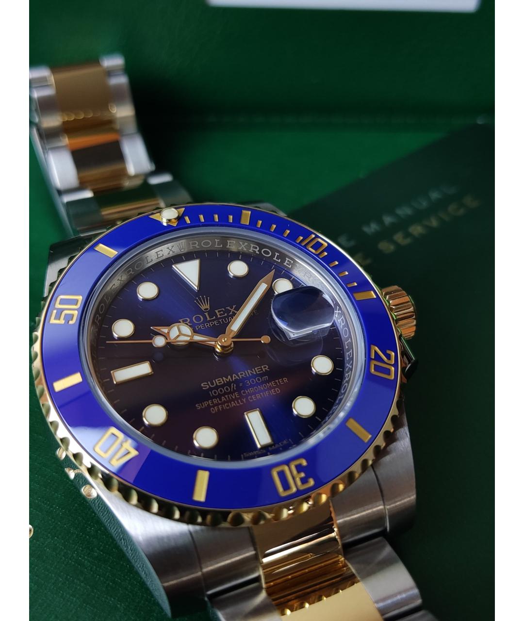 ROLEX Темно-синие часы из желтого золота, фото 3