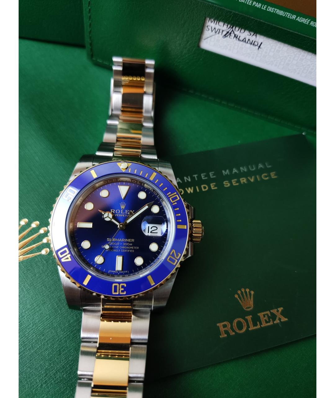 ROLEX Темно-синие часы из желтого золота, фото 2