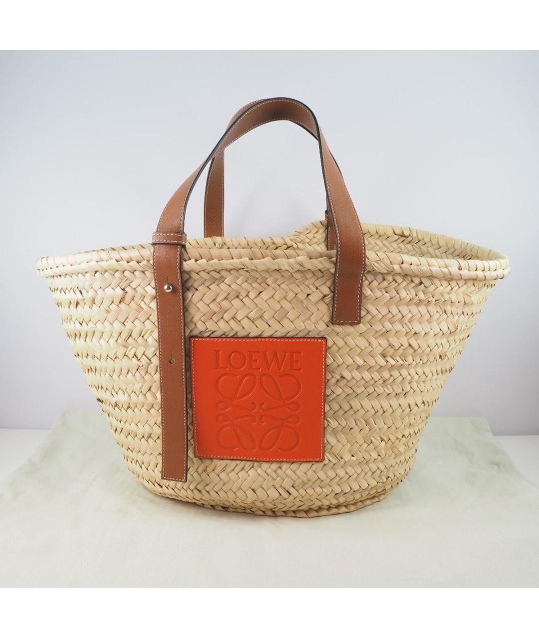 LOEWE Бежевая пелетеная пляжная сумка, фото 2