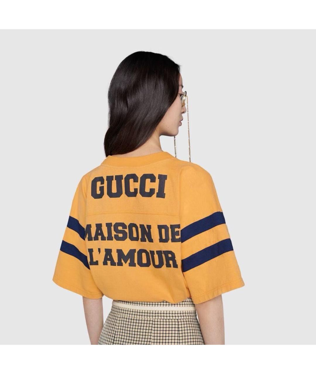 GUCCI Оранжевая хлопковая футболка, фото 3