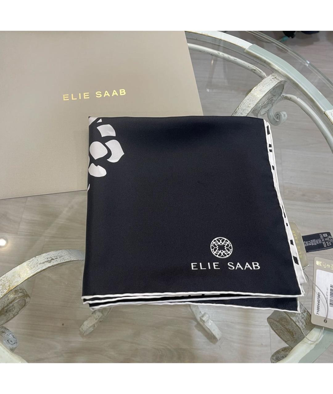 ELIE SAAB Черный шелковый платок, фото 5