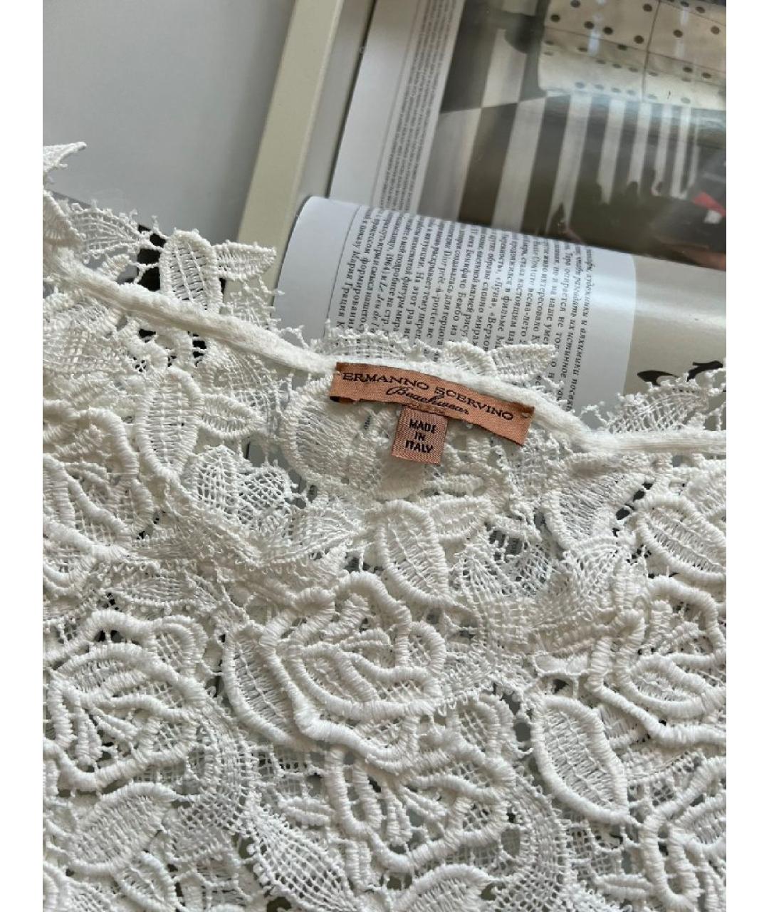 ERMANNO SCERVINO Белая хлопковая футболка, фото 4