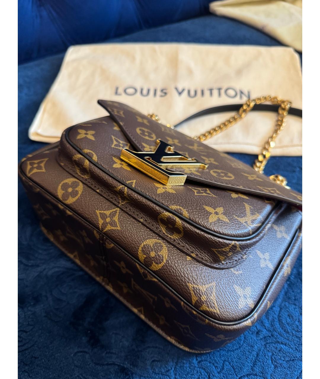 LOUIS VUITTON Коричневая кожаная сумка через плечо, фото 4