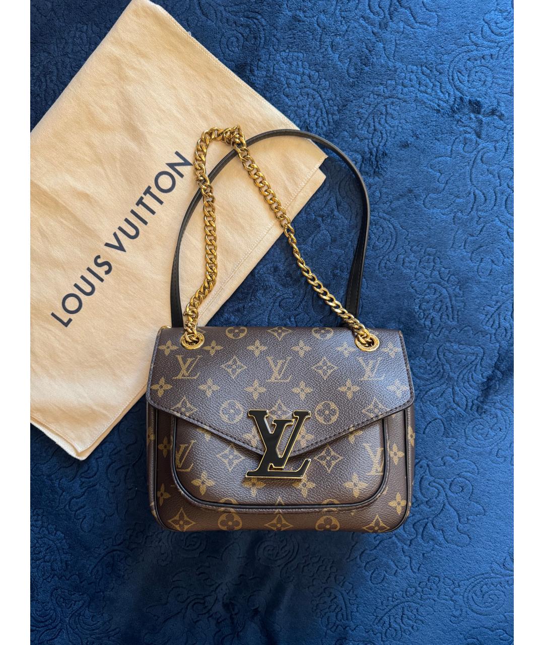 LOUIS VUITTON Коричневая кожаная сумка через плечо, фото 10