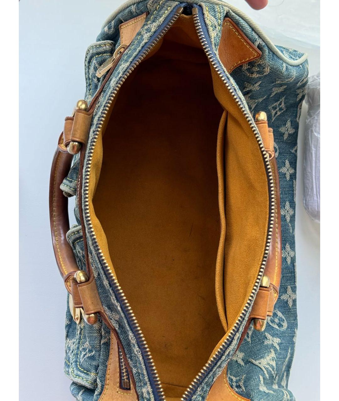 LOUIS VUITTON Синяя деним сумка с короткими ручками, фото 4