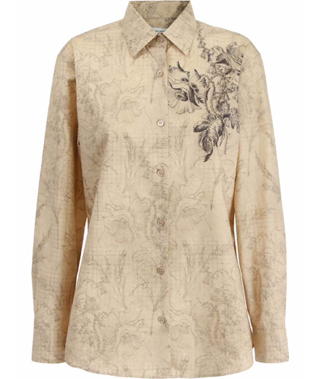 DRIES VAN NOTEN Бежевая хлопковая рубашка, фото 1