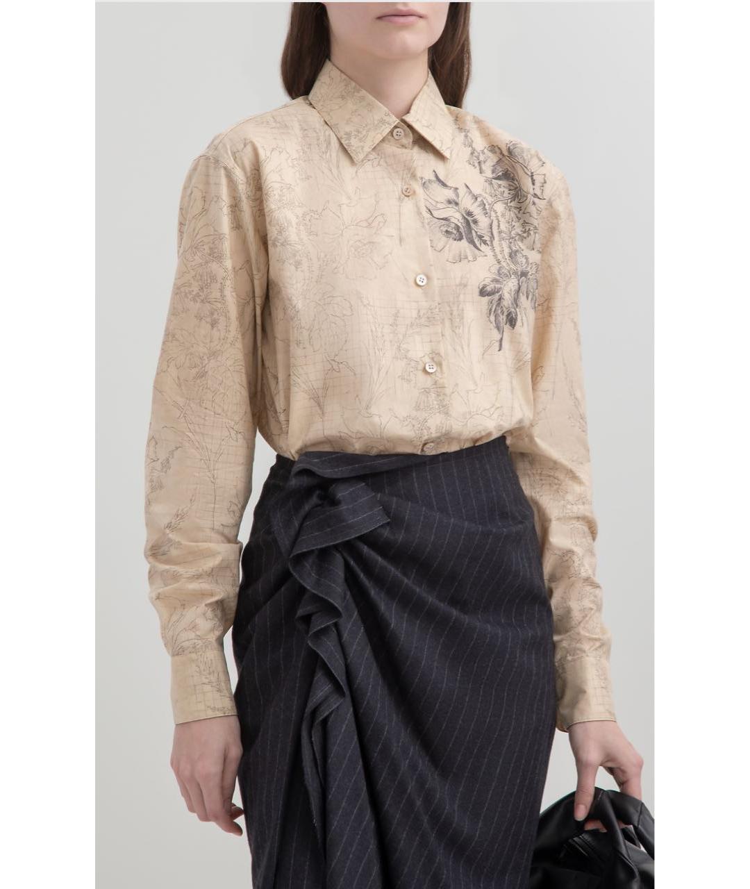 DRIES VAN NOTEN Бежевая хлопковая рубашка, фото 5