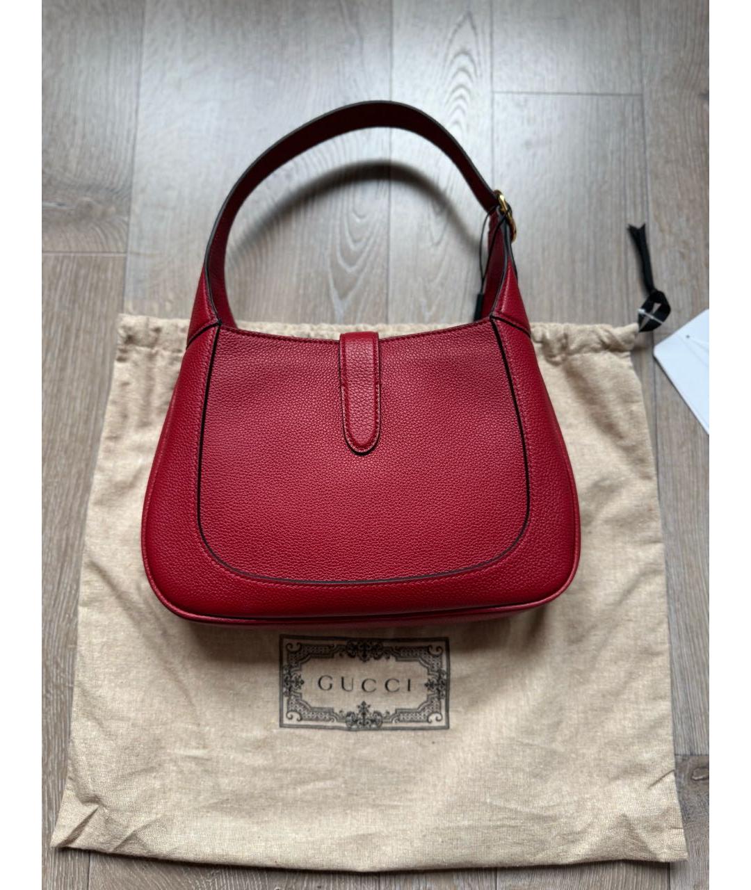 GUCCI Бордовая кожаная сумка с короткими ручками, фото 6