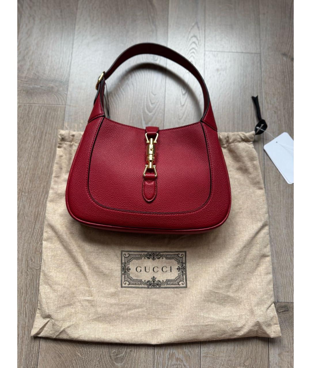 GUCCI Бордовая кожаная сумка с короткими ручками, фото 5