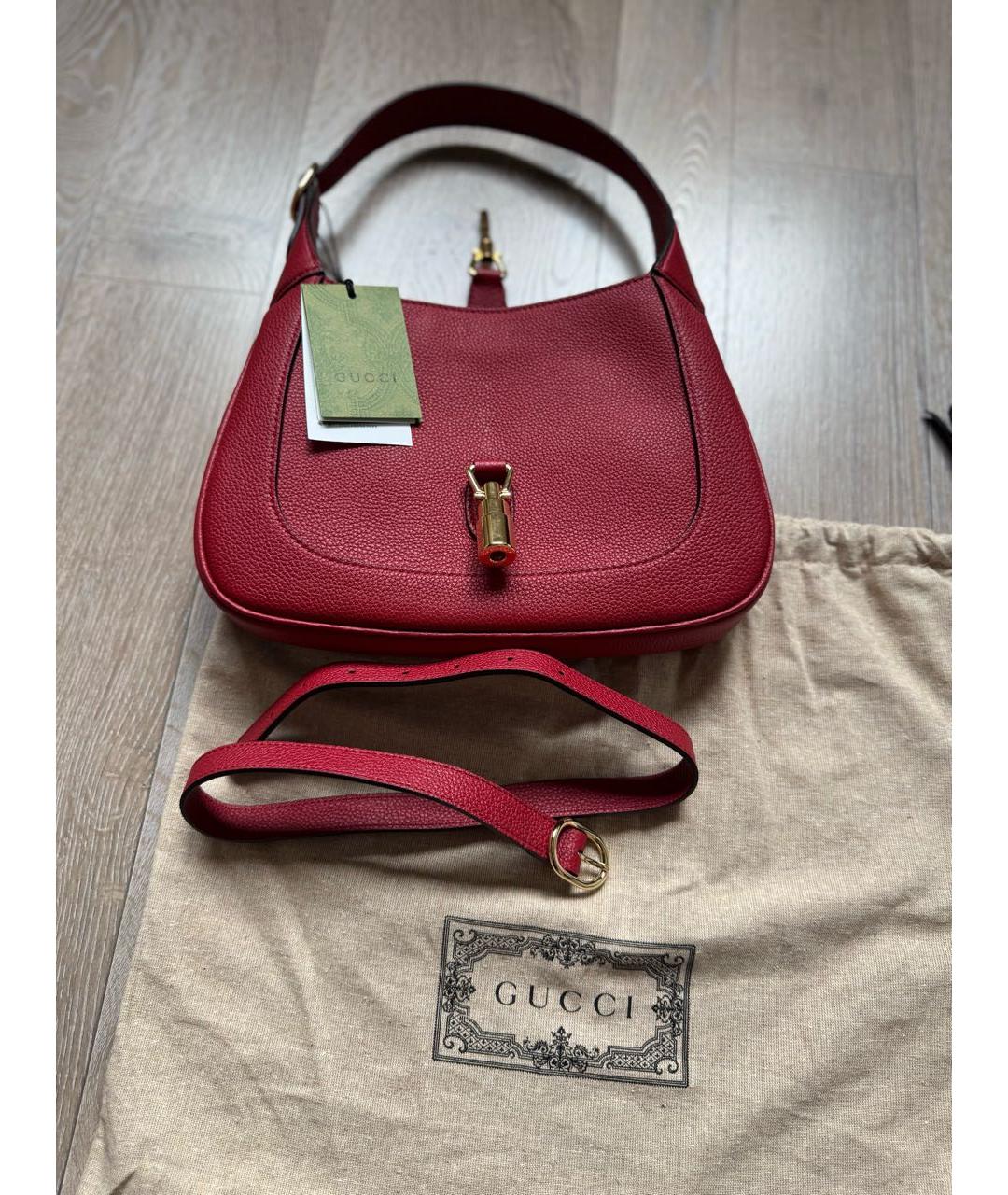 GUCCI Бордовая кожаная сумка с короткими ручками, фото 8